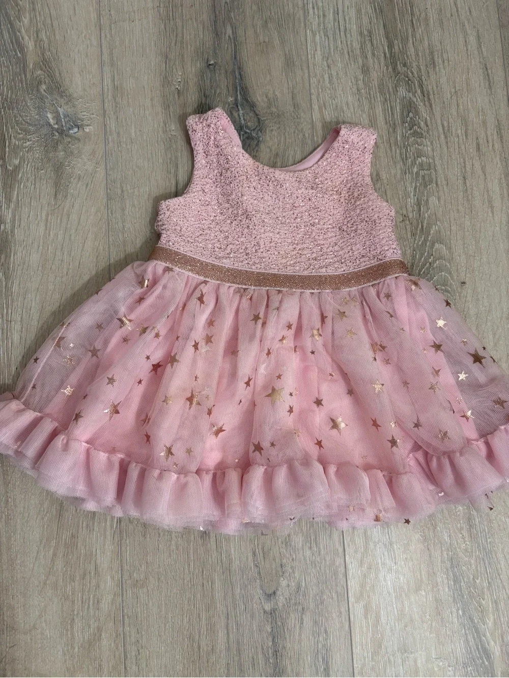 The Children's Place Pink & Gold Star Tulle Party Dress